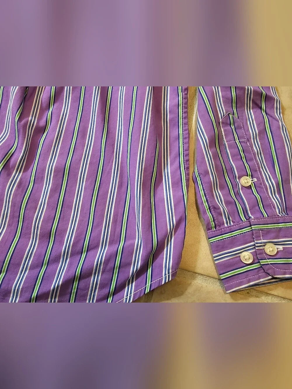 RALPH LAUREN Todler Boys Long Sleeve Purple Green Cotton Dress Shirt Size 4T